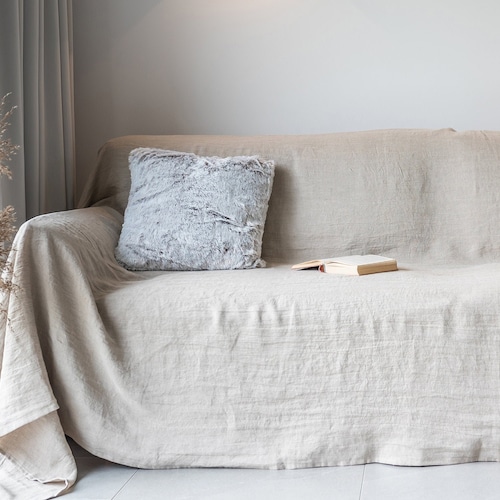Natural Linen Couch Cover Linen Sofa Cover Linen Slipcover Etsy