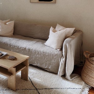 Sofa cover sectional. Custom sofa slipcovers. Natural, Off White sofa slipcover 3 seater. Linen sofa slipcovers for sofa. Blanket cover
