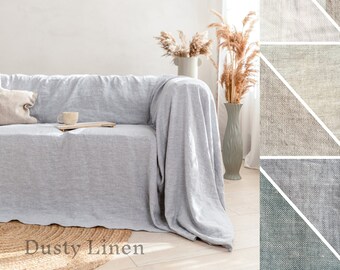 Linen L Shape sofa cover. Custom couch cover. Loose Sectional Sofa Slipcover. Natural Loveseat cover. Boho sofa covers. Slip cover for sofa