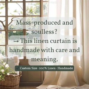 Cream Linen Curtains – Washed Farmhouse Drapes, Semi Sheer Extra Wide Panel