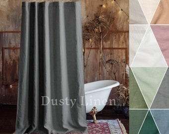 Luxury shower curtains on Rod & Bathtub Curtain for a Spa-Like Bathroom. Linen Shower drape. Long Shower Curtain With Waterproof Lining.