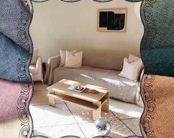 Linen couch cover. Sofa slipcovers or sofa throws. Loose cushion cover. Seat Cover for Home Renovation and Protection