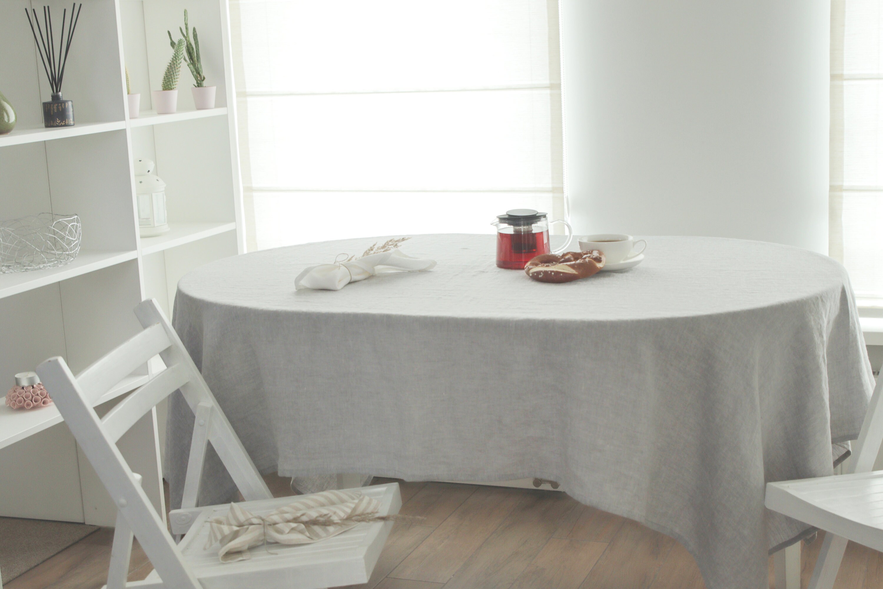 Grau gewaschene Leinen Tischdecke. Extra breite ovale runde | Etsy