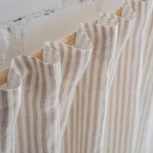 Washed linen curtain with multifunctional header tape made by DustyLinen