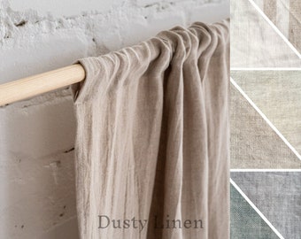 Linen drapes for rod pocket (set of 2). Linen curtain panels. Semi-sheer window valance for bedroom and living room. Extra long curtains