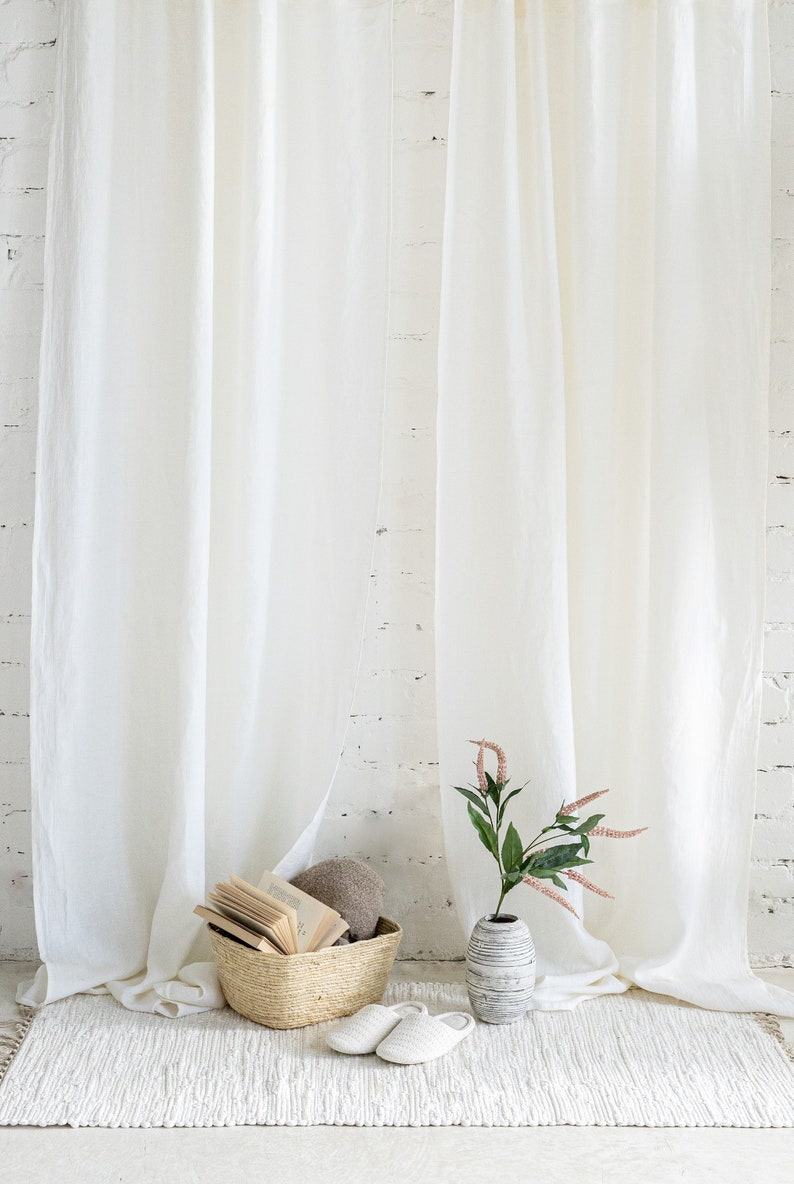 Striped Linen Curtain Panel Washed Linen Curtain With Etsy