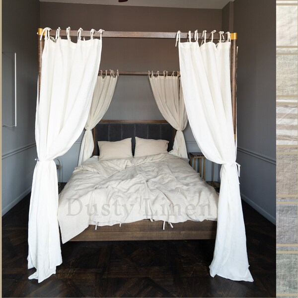 Queen Canopy Bed Curtains Etsy