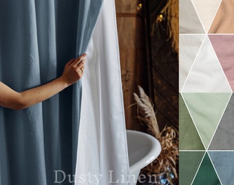 Long Shower Curtain: Boho Green Linen Curtain for Bathroom Refresh. Linen Shower Curtains. Farmhouse Chic Meets Boho Elegance