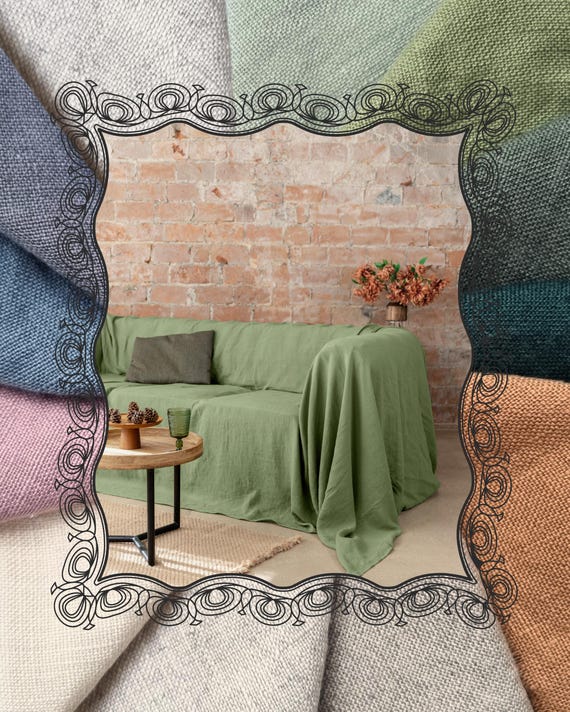 Leinen Sofa Husse: Benutzerdefinierte Schnitt Couch Cover, Naturweiß