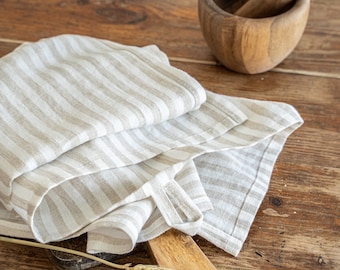 Linen tea towel SET of 3 units. Washed linen hands towel. Stonewashed kitchen tea towel. Organic linen dish towel. Eco dining accessories