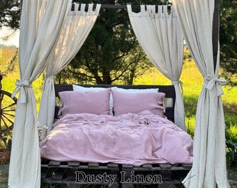 Himmelbett Vorhänge. Betthimmel aus Leinen. Vorhänge für Bettrahmen mit Betthimmel. Vorhang für Queensize Bettrahmen. Himmelbett Vorhang Panel