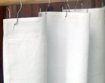 Waterproof Lined Linen Shower Curtain with Buttonholes, Custom Size, Extra Long & Wide, Bathtub or Walk-In Shower, Farmhouse Boho