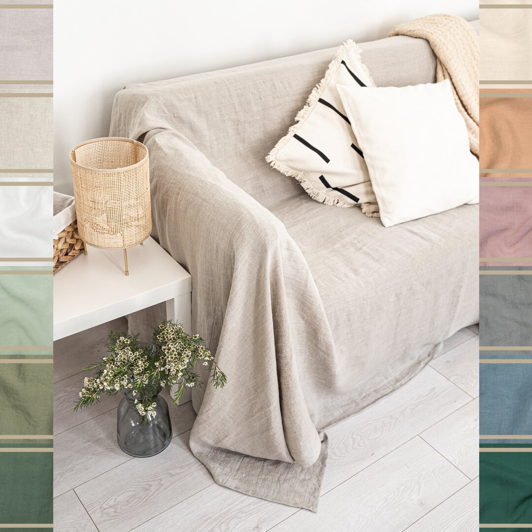 Custom Linen Sofa Slipcover Loose Seat Cover for Home Renovation and