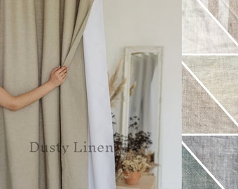 Luxury Shower Curtains: Waterproof Lining, Custom Made. Linen Shower Curtain with Waterproof Lining. Wide and Long Drapes