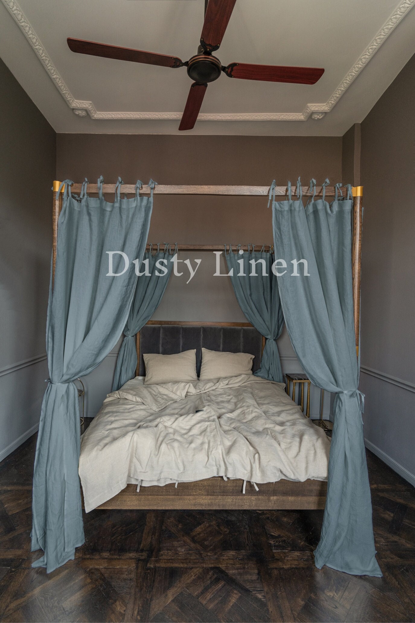 Linen bed canopy discount