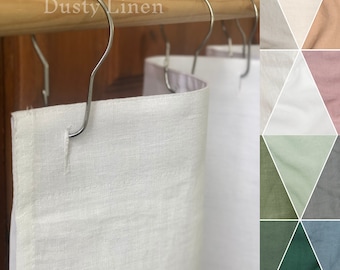 Linen shower curtain panel with buttonholes. Custom shower curtain. Long shower drape. Wide lined linen bathtub curtain. Long shower stall