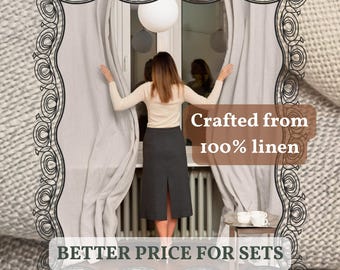 Natural Linen Curtains: Rod Pocket Boho Drapes, Custom Size