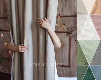 Brown linen shower curtain panel. Natural linen shower drape. Shower curtain boho. Long and wide bath curtain with waterproof lining