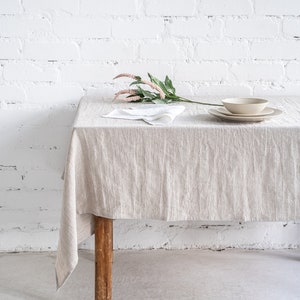 White Linen Tablecloth: Custom Farmhouse Table Decor
