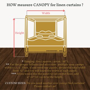 How measure canopy bed frame for linen curtains?