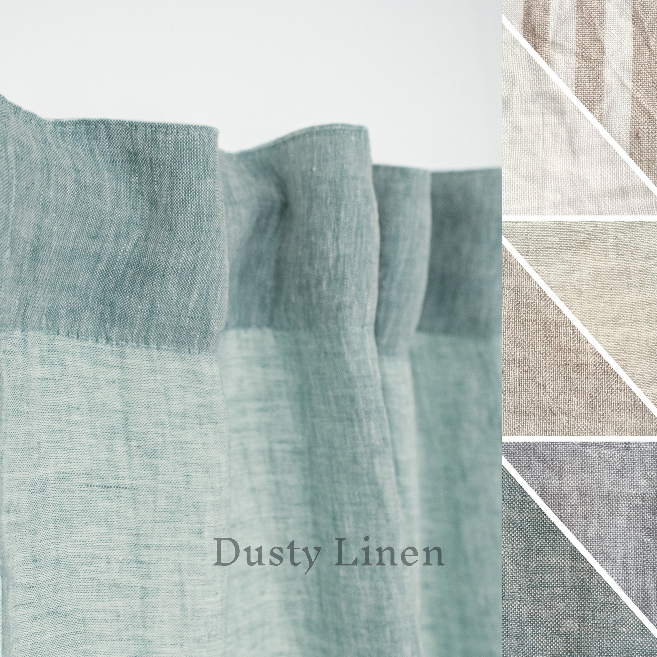 Linen Curtain Panel With Multifunctional Tape. Natural Washed