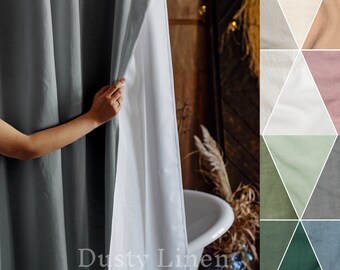 Farmhouse Shower Curtain Linen: Boho Bathroom Decor. Linen Shower Curtain Farmhouse. Rustic Bathroom Charm. Luxury Linen Curtains