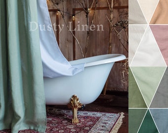 Linen Shower Curtains - Boho shower curtain. Linen Fabric Shower Drape - Custom Curtain. Bath Curtain With Liner. Elegant - modern bathroom