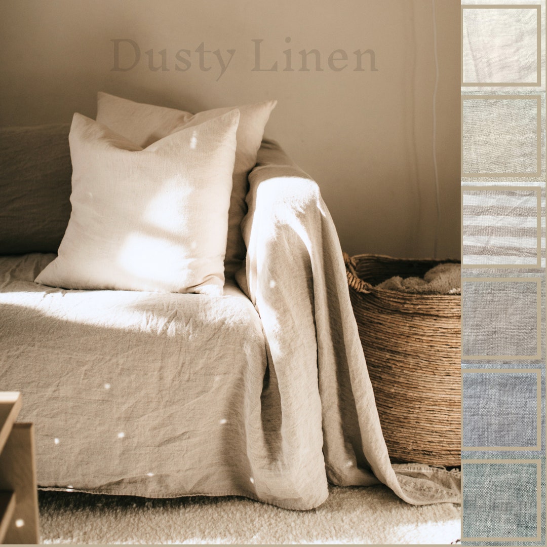 L Shape Sofa Cover. Luxurious Linen Couch Covers. Throws and Blankets