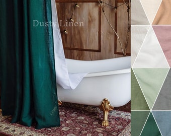 Linen Shower Curtains: Natural Luxury for Your Boho Bathroom. Long Boho Linen Curtains. Effortless Elegance for Your Shower