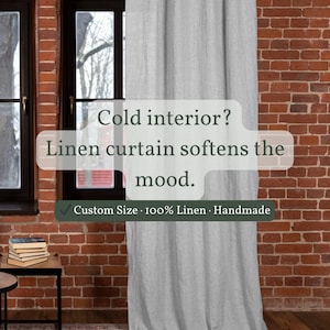 Washed Natural Linen Curtains – Back Tab Extra Wide Panels, Custom Long Drapes for Windows