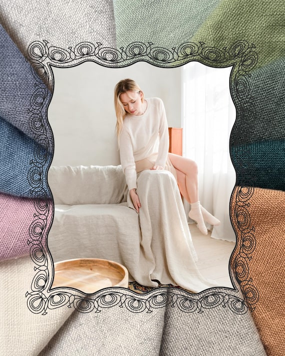 Couchbezug aus Naturleinen. Leinen Sofa werfen. Sofa Bezug aus gewaschenem Leinen. Individueller Bezug. Lose Sofadecke. Sitzauflage. Tagesdecke. Locker