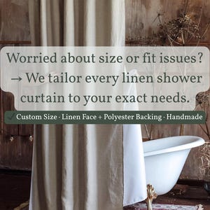 Linen Shower Curtain Natural Fabric Bathroom Decor Lightweight & Durable Eco Friendly Bath Curtain