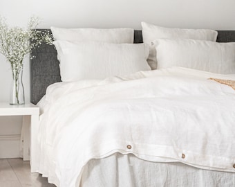 Off White linen bedding set. Linen duvet cover and two pillowcases. linen duvet set queen comforter. Duvet cover set king. Linen quilt set