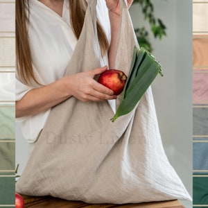Eco Friendly Linen Shoulder Bag. Multifunctional and Oversized Tote. Handmade reusable tote bag. Sustainable gift
