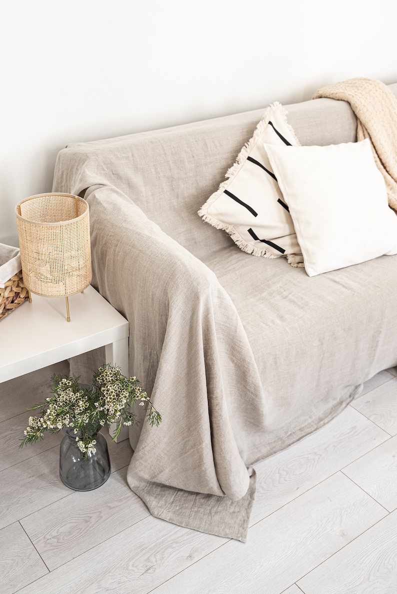 Natural Linen Couch Cover Linen Sofa Cover Linen Slipcover Etsy