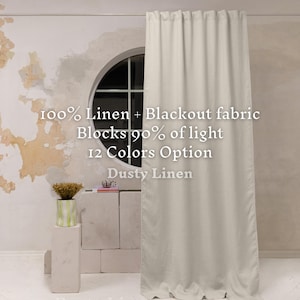 Luxury Heavy Linen Blackout Curtains for Bedroom & Living Room | Custom Modern Curtain Panels with Blackout Lining | Farmhouse Drapes