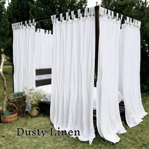 Linen canopy bed curtains. Long and wide bed canopy drapes. Linen curtains for four poster bed frame. Adult canopy drape for bedroom decor