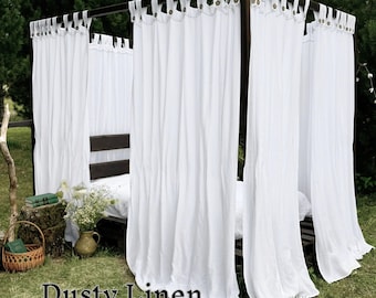 Linen canopy bed curtains. Long and wide bed canopy drapes. Linen curtains for four poster bed frame. Adult canopy drape for bedroom decor