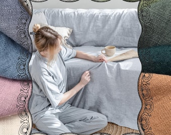 Custom Linen Sofa Cover: Loose Fit Sectional Couch Slipcover