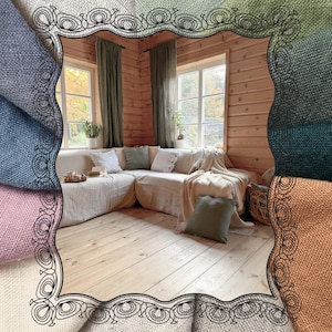 Leinen Sofa Bezug. Lockerer Leinen Couchüberwurf. Großer Couch Überwurf. Bezug aus Leinenstoff. Leinen Couch Bezug. Sofabezug nach Maß