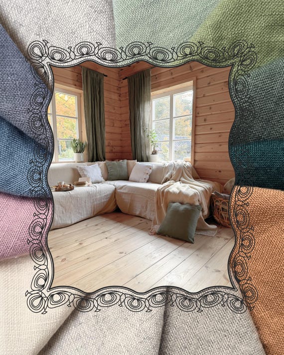 Leinen Sofa Bezug. Lockerer Leinen Couchüberwurf. Großer Couch Überwurf. Bezug aus Leinenstoff. Leinen Couch Bezug. Sofabezug nach Maß