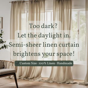 Washed Linen Curtains – Long Back Tab Window Panel with Natural Drapery Look