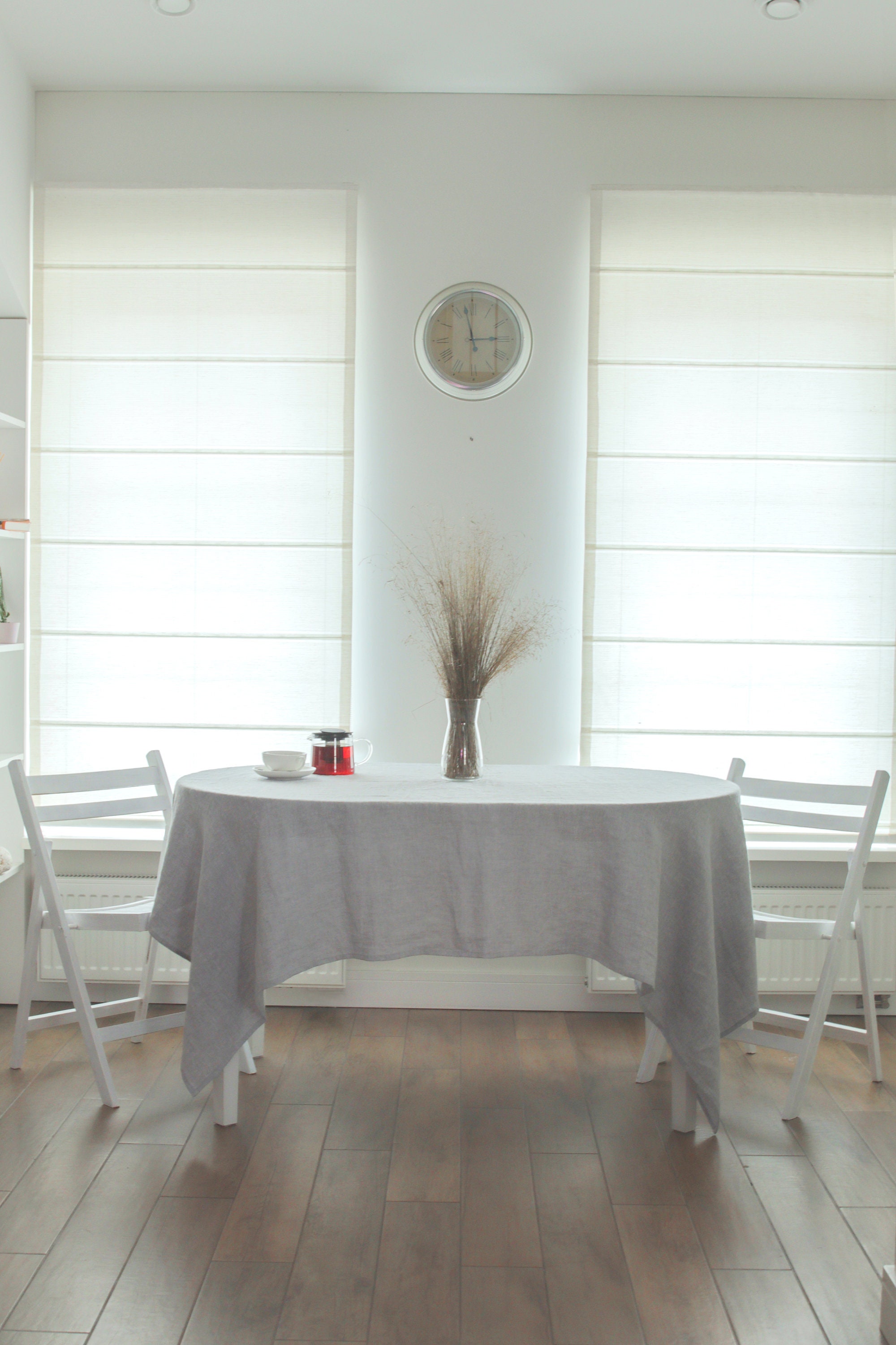 Grau gewaschene Leinen Tischdecke. Extra breite ovale runde | Etsy