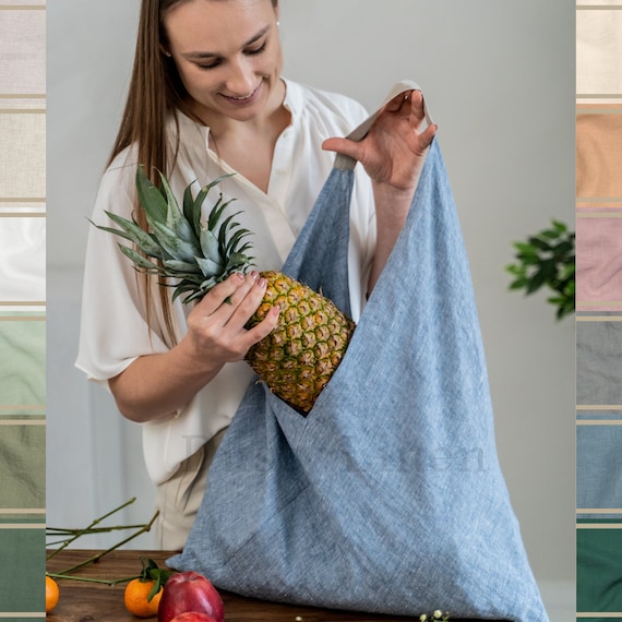 Large Linen Over the Shoulder Tote Bag. Perfect Gift for