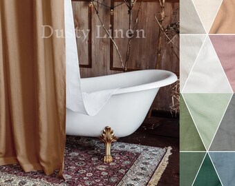 Custom Shower Curtain: Extra Long, Extra Wide, Natural Elegance. Elevate Your Bathroom - Linen Shower Curtains in Gray & Natural Hues