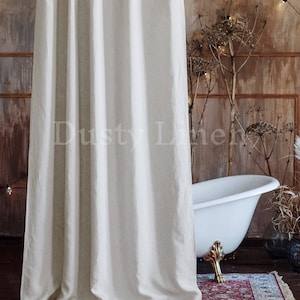 Shower curtain waterproof linen bath curtains water resistant natural curtain with hooks curtain back tab bathroom curtains handmade decor image 10