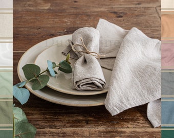 Set of linen napkins. Stonewashed natural linen table napkins set. Washable napkin cloth. Set of napkins. Table decor. Linen napkin cloths