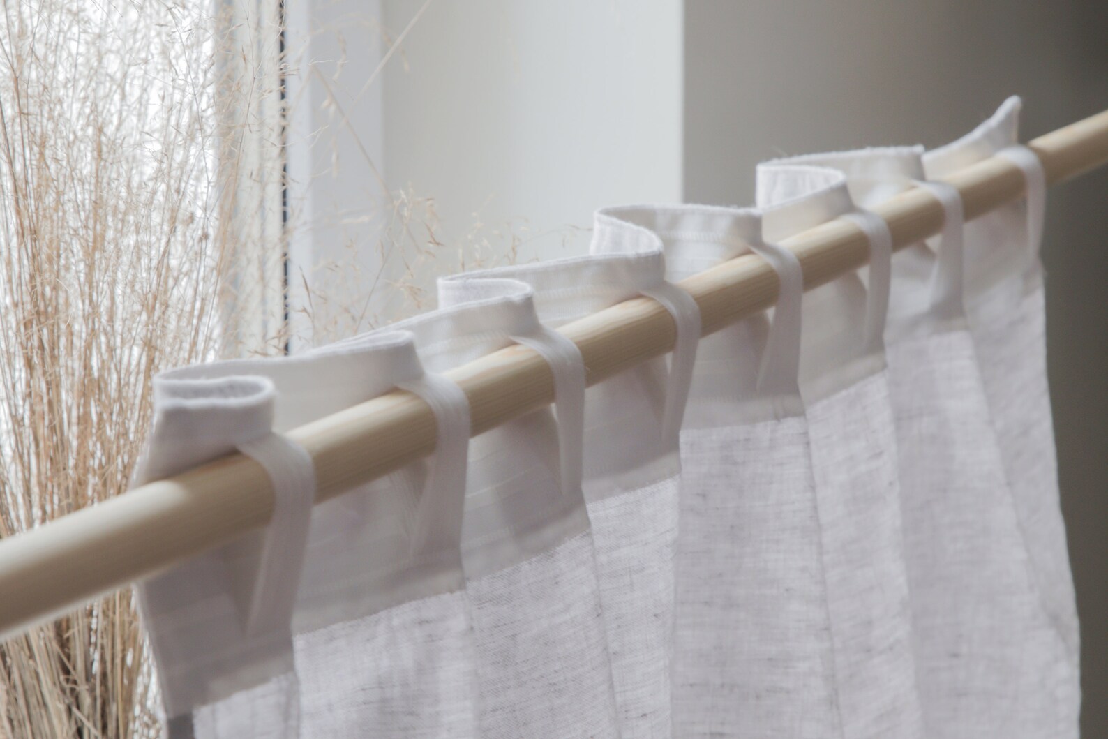 Linen Curtain Panel With Multifunctional Tape Natural Washed Etsy