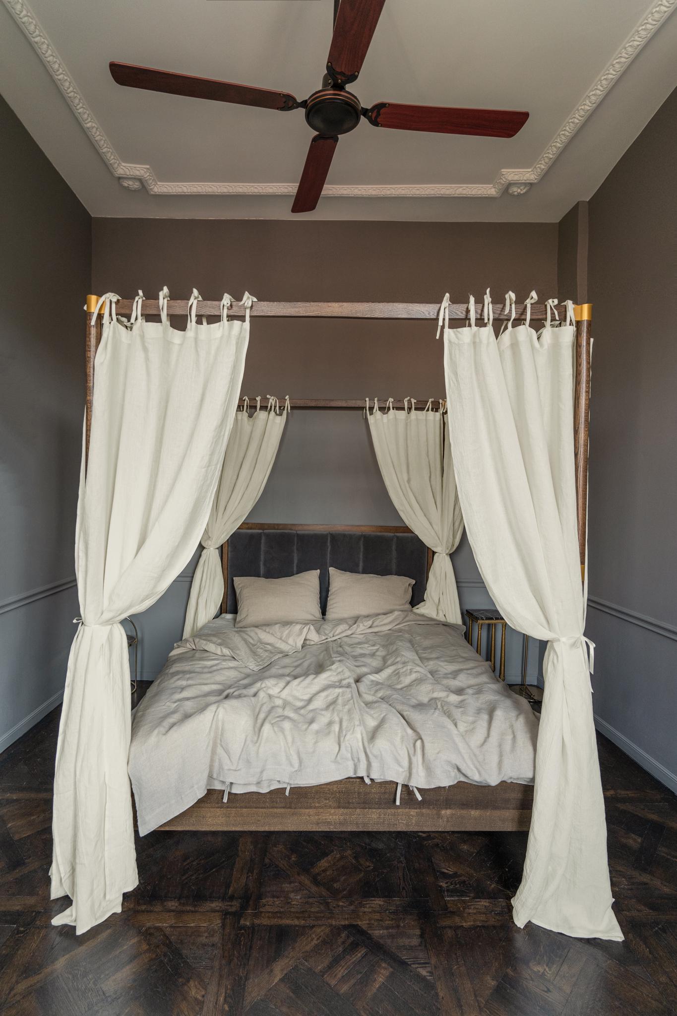 Canopy Bed Linen Curtains. Four Poster Bed Curtain. Bohemian Bed Canopy