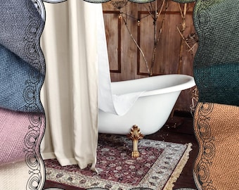 Linen Shower Curtain with Waterproof Lining